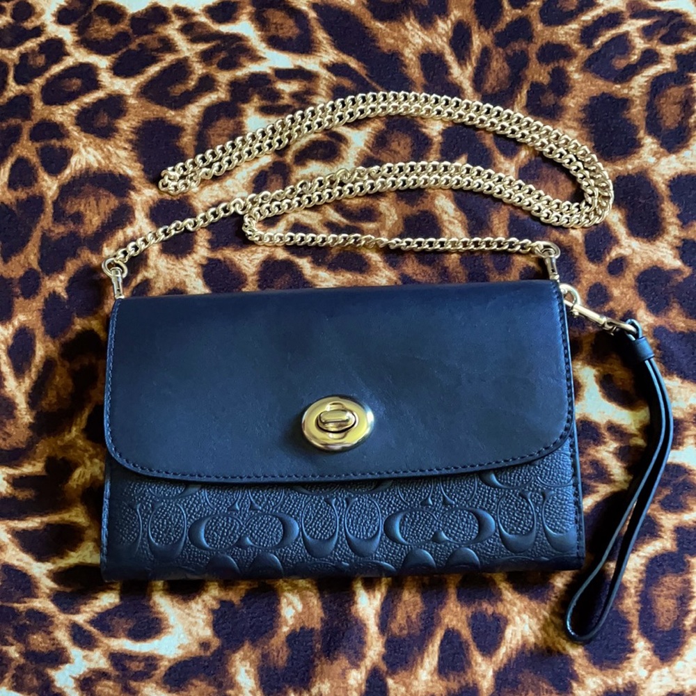 Coach Signature Embossed Leather Crossbody Bag